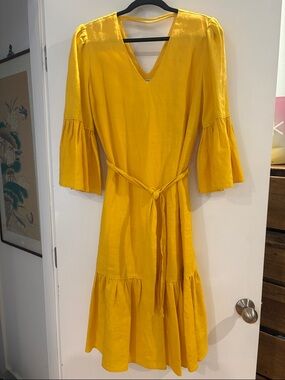 Country Road Sunshine Yellow Ruffle Hem Midi Dress